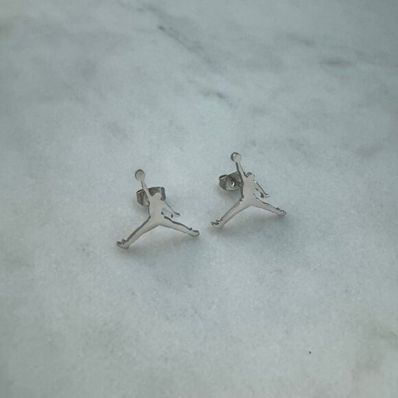 Jordan Jumpman Earrings (Silver) - Silver Studs - Picture 2 of 2